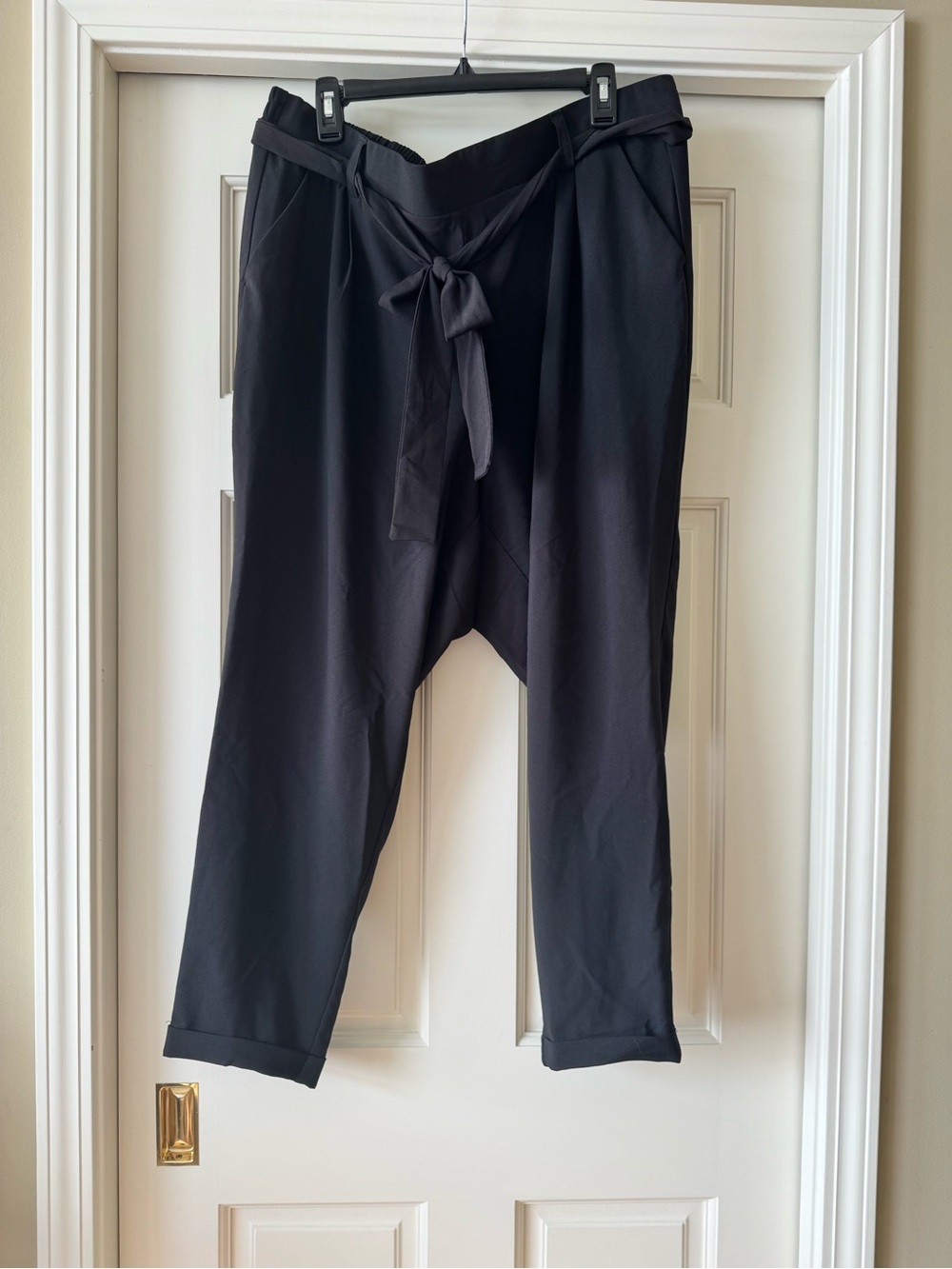 Black Tie-Waist Women’s Dress Pants